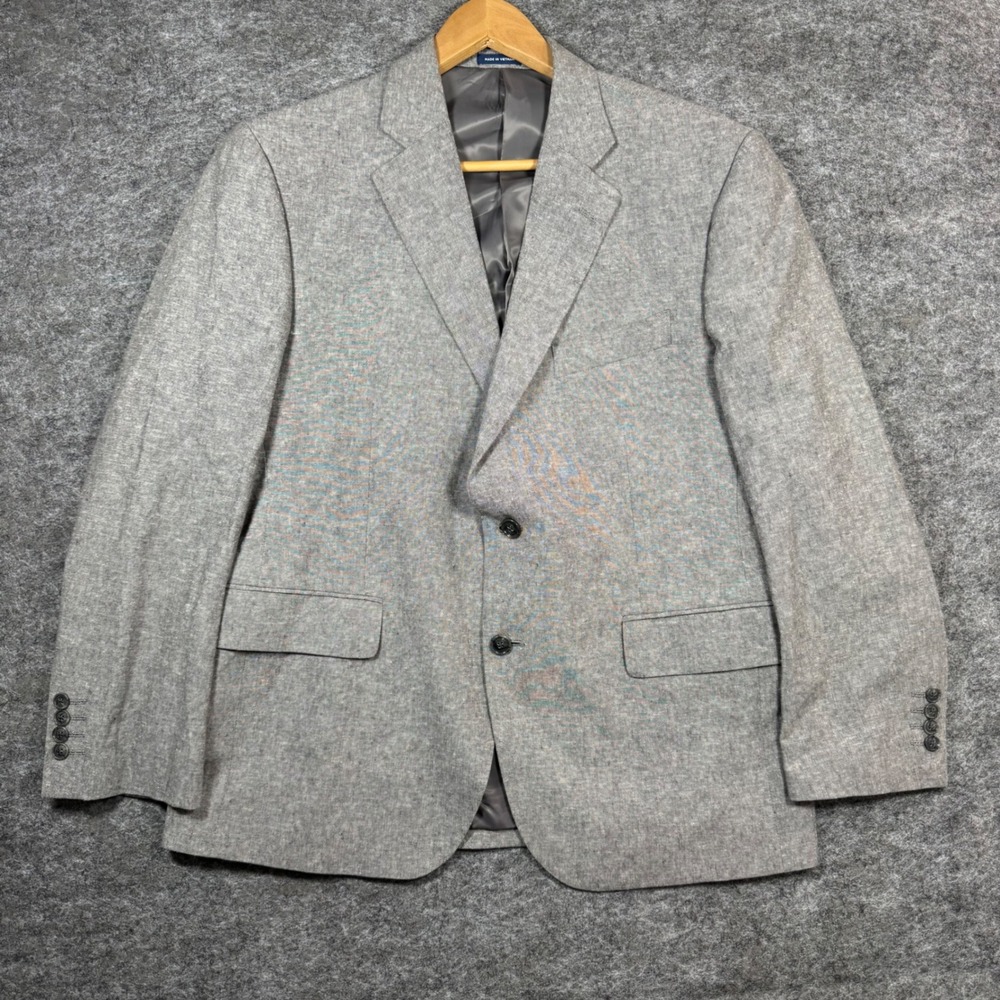 Stafford Signature Blazer Jacket Mens 42S Classic Fit Gray Linen Sport Coat